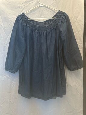Faded Glory Dark Blue Off-Shoulder Denim Tunic